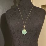 💜 Francesca’s Gold and Green Pendant Necklace with Geometric Design Photo 0