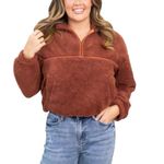 Kori  1/4 zip Sherpa pullover. Size Large. Rust Photo 6