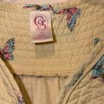 Vintage Pastel Yellow Floral and Butterfly Dress Size M Photo 3