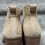 Toms Everly Cut Out Leather Suede Stacked Heel Booties Cream Womens 9 Almond Toe Photo 9