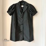 Moschino  Women's Vintage Black Pleated Puff Sleeve Button Up Blazer Dress Size 8 Photo 1