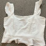 Altar'd State Cropped Altered State White Shirt With Ruffle  Photo 0