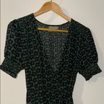 Urban Outfitters Green Floral Wrap Mini Dress Short Sleeve Lined Size Small Photo 2
