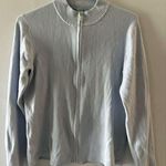 Shu Shu Full Zip Sweater Ribbed Long Sleeve Mock Neck Dusty Baby Blue Medium Photo 0