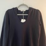 Barefoot Dreams Hoodie Malibu Luxe Brushed Jersey Lounge Sweatshirt Black S NWT Photo 4