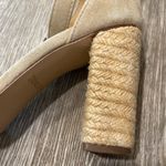 Anthropologie Soludos espadrille woven raffia heel one strap sandals beige tan neutral suede 8 Photo 6