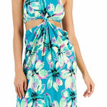 Floral Halter Cutout Dress Blue Size M Photo 0