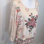 Gloria Vanderbilt Vintage  Floral Embroidered Cream Shirt Sequined Beaded Photo 2