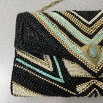 Mary Frances Beaded Handbag Purse Black Chain Strap Arrowhead Gem Embellish EUC Photo 2