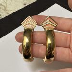 Trifari Signed  Enamel Hoop Clip On Earrings Gold Tone Photo 7