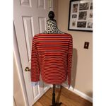 J.Crew Women's Shirt Red Striped Wide Neck Top Chambray Cuff Boat Neck Sz M Photo 1