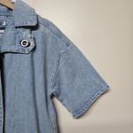 Kenzo Paris Womens Mid Length Denim Jacket Pockets Button Up Sz 34 US 2 Blue Photo 4