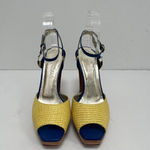 ESCADA Strappy Sandals Block Wooden Heels Colorful Retro Women’s Size US 6 Yellow Photo 3