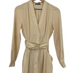 ZARA Blogger Fave Jumpsuit Belted Button Front Long Sleeve Utility Cream NEW S Photo 3