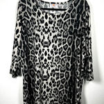Quacker Factory  QVC Grey & Black Rhinestone Leopard Print Tunic Top‎ Size 1X EUC Photo 0