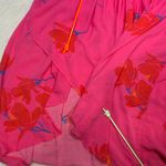 Free People  Shes a Waterfall Dress Size 0 Hot Pink Floral Ruffle Sleeve Midi Photo 7