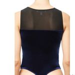 Good American  The Mixed Velvet Bodysuit Navy Blue and Black NEW Photo 11