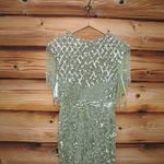 Mac Duggal  4908 Green High Neck Sleeveless Beaded Fringe Fitted Gown Dress Photo 11