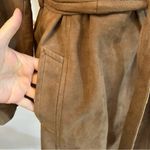 Vintage 70s Brown Suede Leather Coat Fur Collar Belted Boho Hippie Western M Size M Photo 6