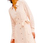 Gal Meets Glam GLAM MEETS GAL POLKA DOT LONG SLEEVE MIDI SHIRTDRESS IN LIGHT PINK SIZE 2 Photo 1