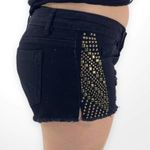 Bongo Black Low Rise Distressed Jeweled Raw Hem Cut Off Shorts Photo 2