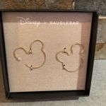 Disney  X Baublebar Jewelry Mickey Mouse Hoop Gold Tone Earrings Photo 0