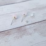 Vintage Stud Earrings Retro Light Pink Frosted Ball Small & Dainty Photo 4