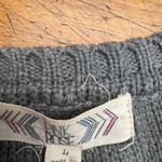 Pink Rose  Womens Sweater Long Sleeve Gray Black White Geometric Pattern Knit Top Photo 2