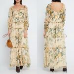 O.p.t Ada Garden Ethereal Flowy Romantic Cream Chiffon Maxi Dress XS Yellow Photo 1