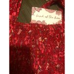 Band of Gypsies  NWT Red Floral Smocked Crop Top Short Sleeve Size M Photo 3