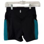 Free People  Movement Black Teal Athletic Pull On Fitted Pocket Shorts Size XS Photo 1