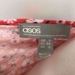 ASOS Red Ditsy Floral Boho Smock Long Sleeve Mini Shirt Dress Size 2 Feminine Photo 7