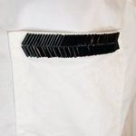 J.Crew Factory Beaded Pocket Half Button Down Cotton Tunic Shirt Ivory White M White Size M Photo 5