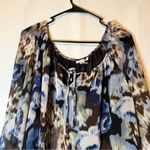 Fred David  Graphic Blue Black Tunic with 3/4 Sleeves Photo 2