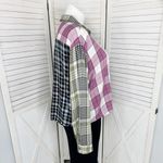 Cato  Patchwork Multi Plaid Button Up Shirt XL Rayon Long Sleeve Photo 2