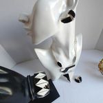 Silver Black Geometric Necklace Earrimgs Bracelet Set Photo 3