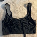 Aerie  Women's Black Lace-Up Bikini Top Standard Size L Photo 0