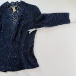 Alex Evenings Navy Blue Lace Glitter Two Piece Jacket Sleeveless Satin Dress 6 Photo 8