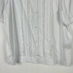NWT Violets & Roses Puff Sleeve Lace Detail Button Front Shirt Size Medium M NEW White Photo 3