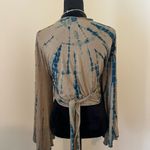 EcoVero Tie Dye Bell Sleeve Wrap Top Tan Size L Photo 4
