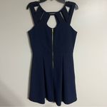 Betsey Johnson Women’s Size 14 Navy Blue Dress Pleated Skirt Pockets Cutout Neck Photo 10