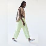 Urban Outfitters Linen Blend Myla High Rise Straight Leg Cargo Pants Lime Green Photo 7