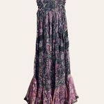 Rococo Sand Nott Sweetheart Tiered Metallic Purple Paisley Maxi Dress Size S Photo 4