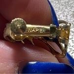 Vintage Signed Napier Gold Open Leaf Hoop Screw Back Earrings Photo 3