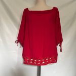 Greylin Crochet Boho Womens Top Sz M Peasant Festival Red Dainty Coastal Folk Size M Photo 11