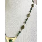 Handmade VTG Green Agate & Picture Jasper Native American Sterling Silver Necklace Photo 1