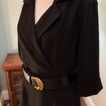 Donna Karan  New York Black Stretch Belted Wrap Midi Tailored Blazer Dress 10 Photo 8