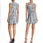 Papillon Womens M Daisy Print Knot Front Dress in Navy Daisy NEW Photo 1