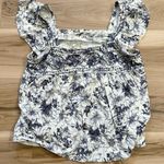 Blu Pepper White Blue Floral Tank Top Blouse Shirt Women’s Large Photo 0