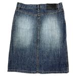 EXPRESS Y2K Low Rise Jean Skirt Size 5/6 Faded Denim Knee Length Bareback USA Photo 1